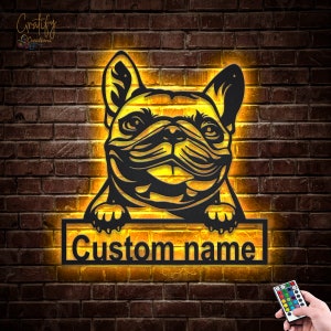 French Bulldog Metal Sign With LED Lights V3,Custom French Bulldog Dog Sign,Dog Name Sign, Dog Lover Neon Sign, Bulldog Neon Sign Wall Decor