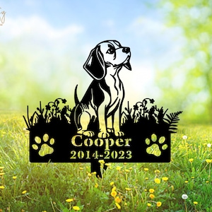 Beagles Dog Sign , Customized Dog Memorial Stake, Metal Stake, Sympathy Sign, Pet Grave Marker, Remembrance Stake,  Pet Memorial Gifts
