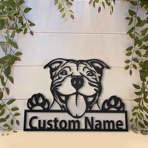 Amerikanischer Pitbull Hund Blechschild Kunst, Benutzerdefinierte Amerikanischer Pitbull Blechschild, Pitbull Hundegeschenke, Metallhundeschild, Pitbull Wandkunst