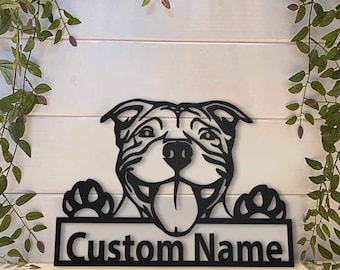 American Pit bull Dog Metal Sign Art, Custom American Pit bull Metal Sign, Pit Bull Dog Gifts, Metal Dog Sign,Pitbull Wall Art