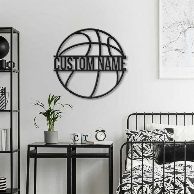 Custom Basketball Monogram Metal Sign With LED Lights , Personalized Basketball Metal Wall Art LED RGB, Basketball Neon Metal Wall Decor