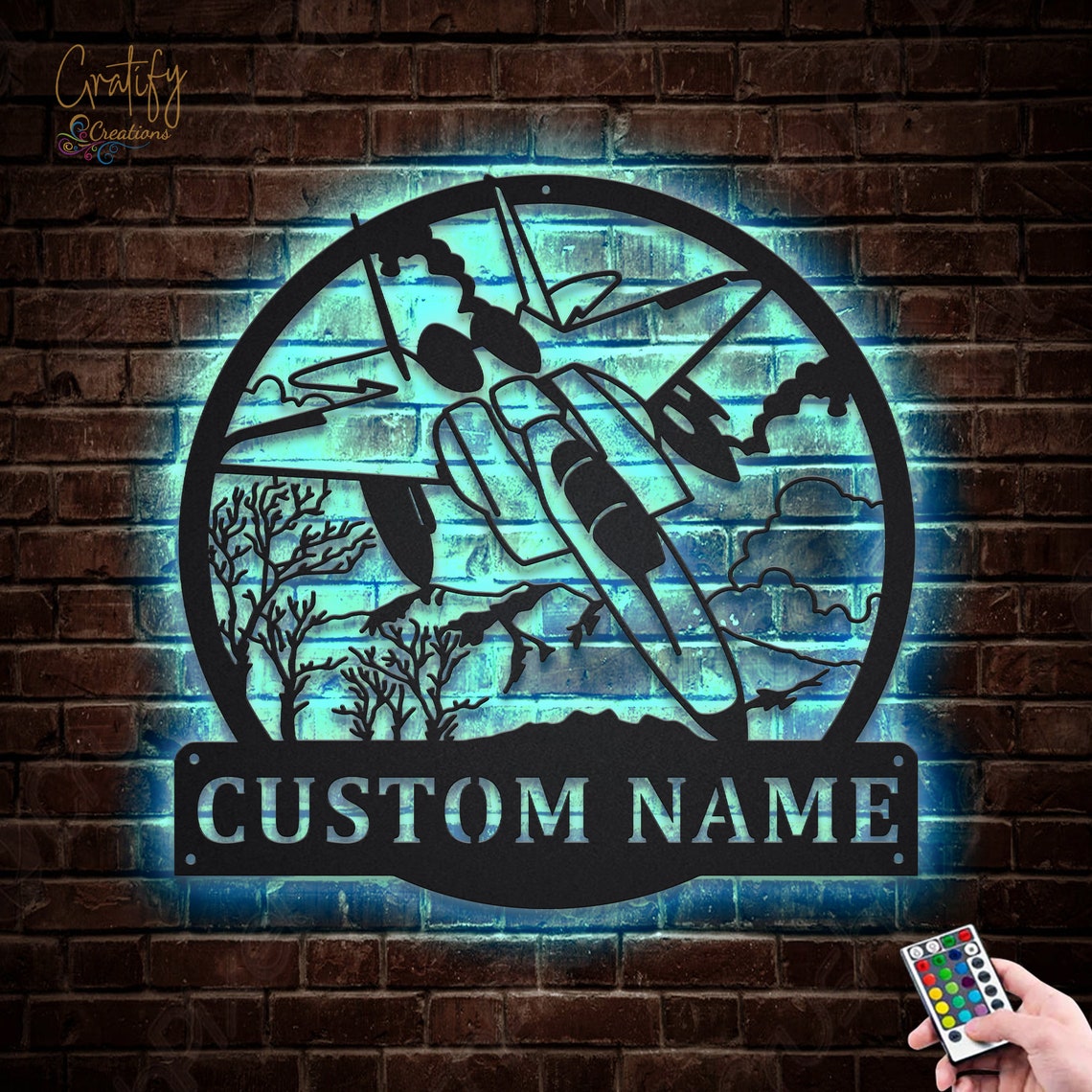 Jet Fighter Metal Sign LED Lights V1, Custom Jet Fighter Metal Sign ...
