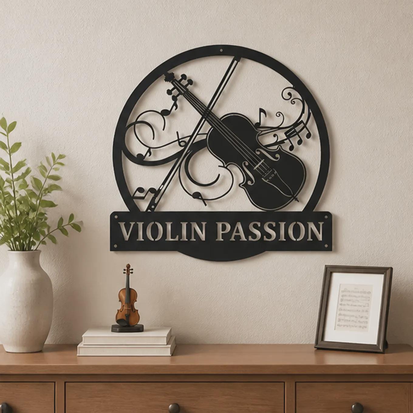 Layered Viola Sign Violin Monogram Custom Metal Sign Art, Custom Violin Music Metal Signs ...