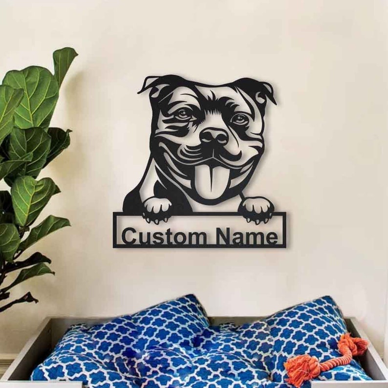 Custom Staffordshire Bull Dog Metal Wall Art With LED Lights Etsy