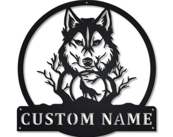 Custom Wolf Monogram Metal Sign Art, Personalized Wolf Monogram Metal Sign, Wolf Wall Decor, Wolf Hobbie Wall Hanging