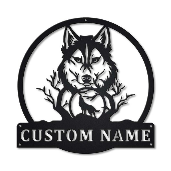 Custom Wolf Monogram Metal Sign Art, Wolf Monogram Metal Sign personnalisé, Wolf Wall Decor, Wolf Hobbie Wall Hanging