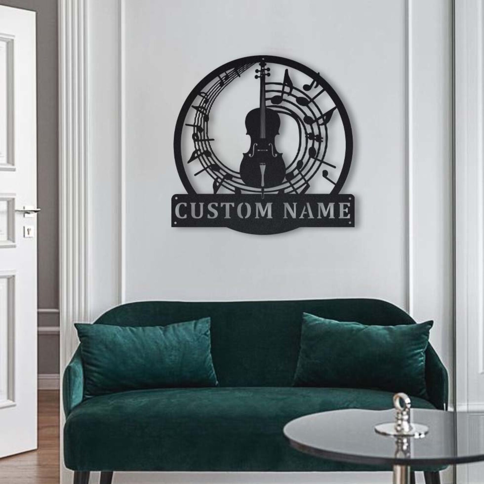 Cello Monogram Metal Sign LED Lights, Custom Cello Metal Sign, Cello ...