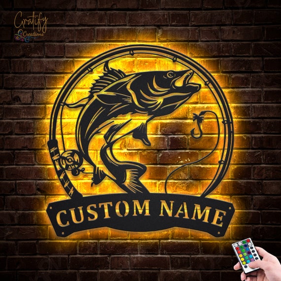 Custom Walleye Fishing Fish Pole Metal Sign With LED Lights, Personalized Walleye  Fishing Metal Sign, Fisher Name Sign, Fishing Lover Decor -  Canada