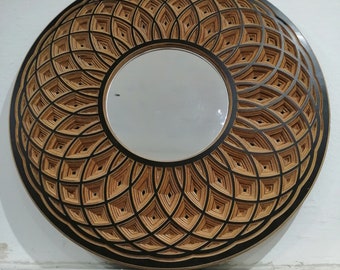 Sacred circle, Mirror. reflect on your divine self in this ornate cnc circular mirror.