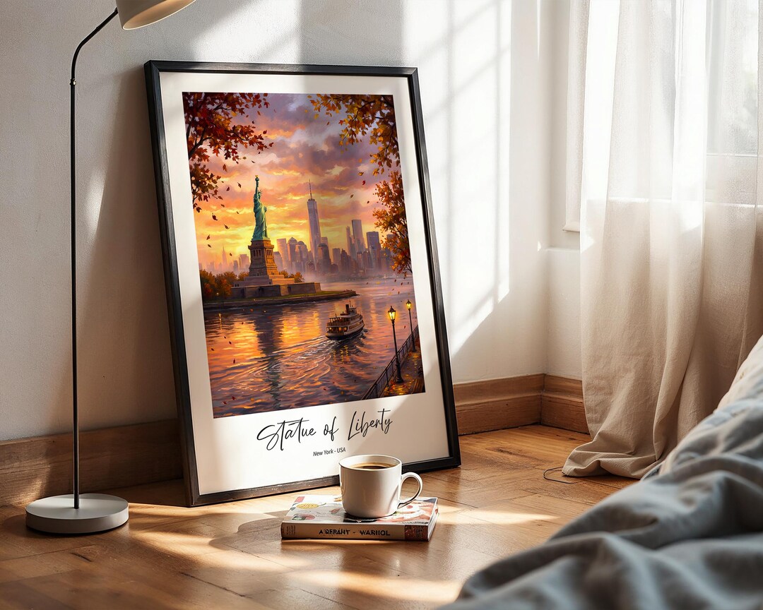 Statue of Liberty New York Printable Wall Art NYC Skyline Poster Autumn ...