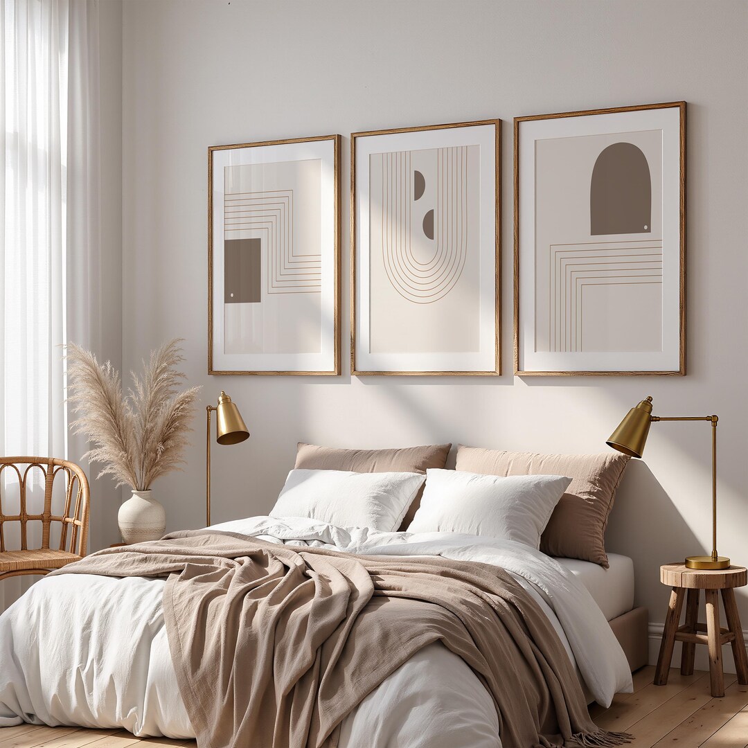 Minimalist Wall Art Set Abstract Line Art Prints Neutral Mid Century ...