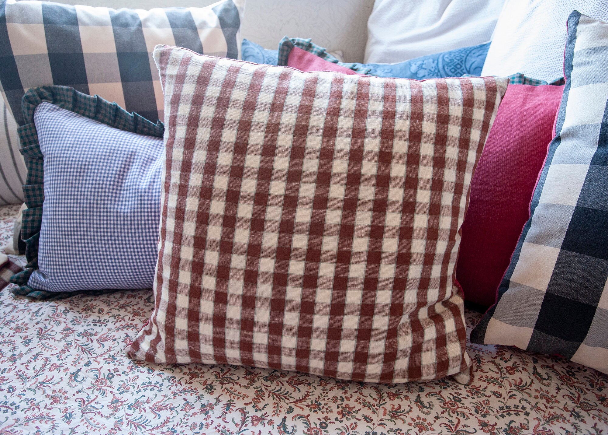 Medium Brown Rust Gingham Cushion Cover Etsy