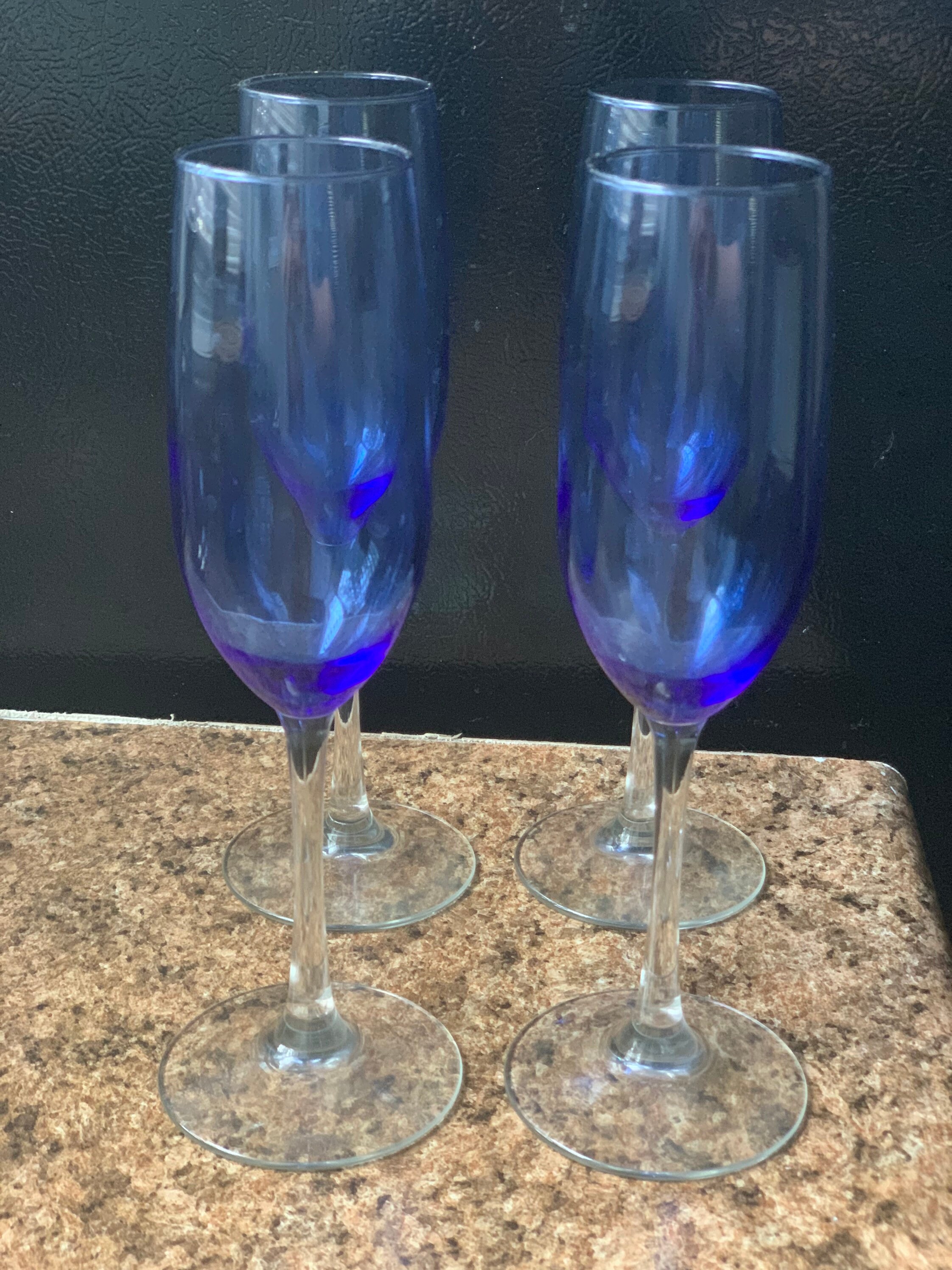Beautiful Cobalt Blue Champagne glasses set of 4 Bridal Etsy