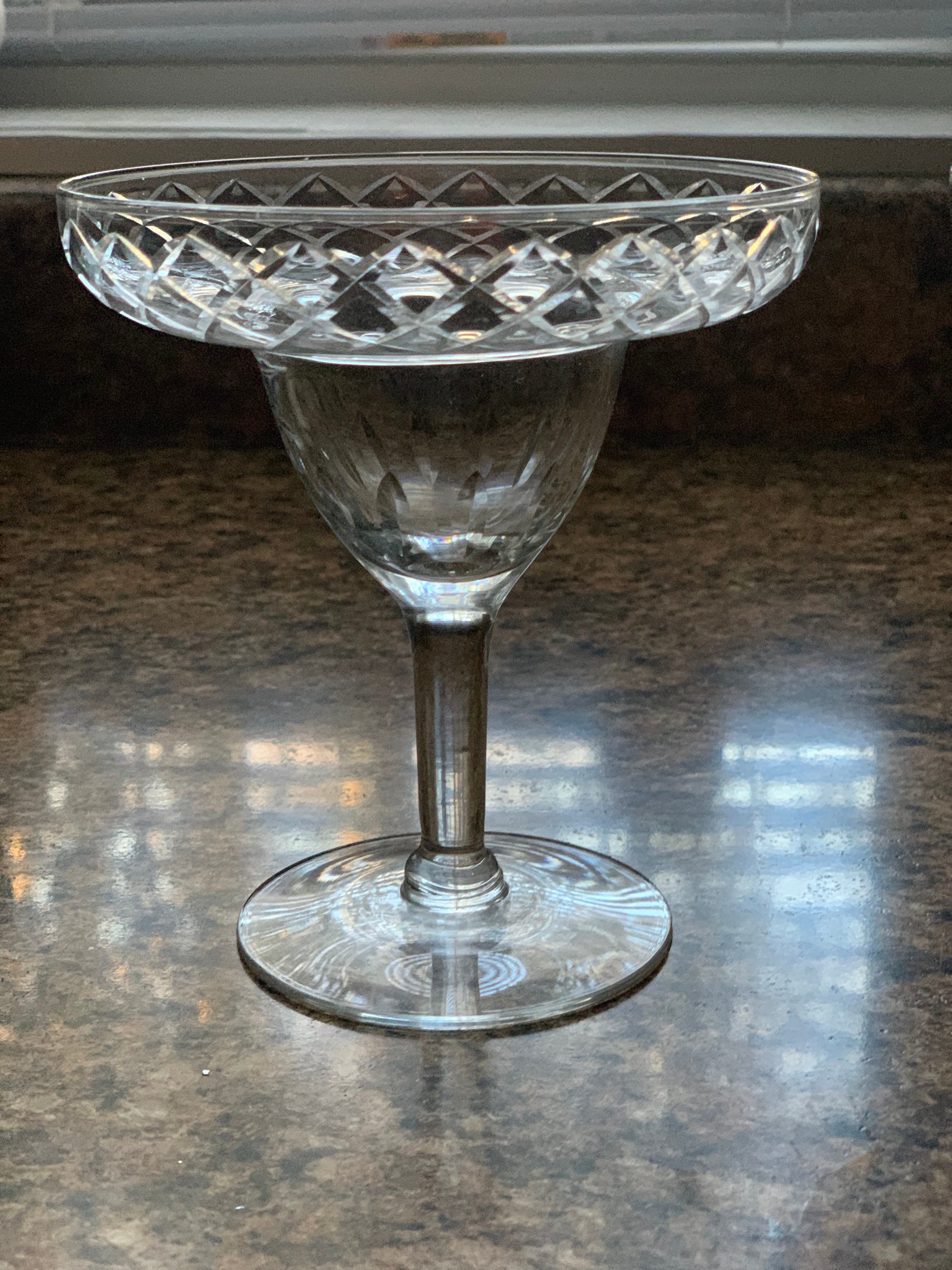 Vintage Margarita Glasses Set of 2 Crystal Etched Martini Etsy