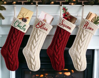 2023 Personalized Christmas Stockings, Embroidered Christmas Stockings With Name, Family Knitted Christmas Stockings, Custom Christmas Gifts