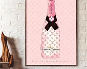 Louis Vuitton Champagne Poster print Wall Art Fashion girl Wall Art Glam Wall Art - Champagne Fashion poster No Frame