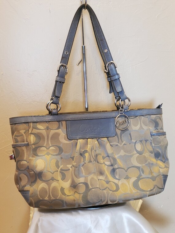 Coach Mongram Brown and Blue Shoulder Purse - image 2