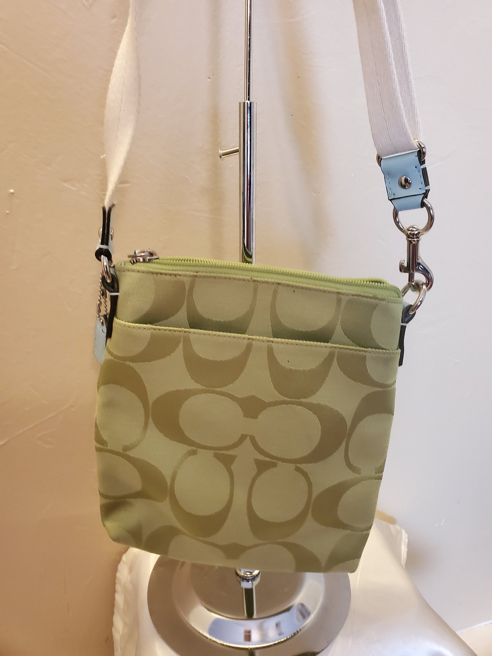 Vintage Coach Monogram Green Crossbody Purse Etsy