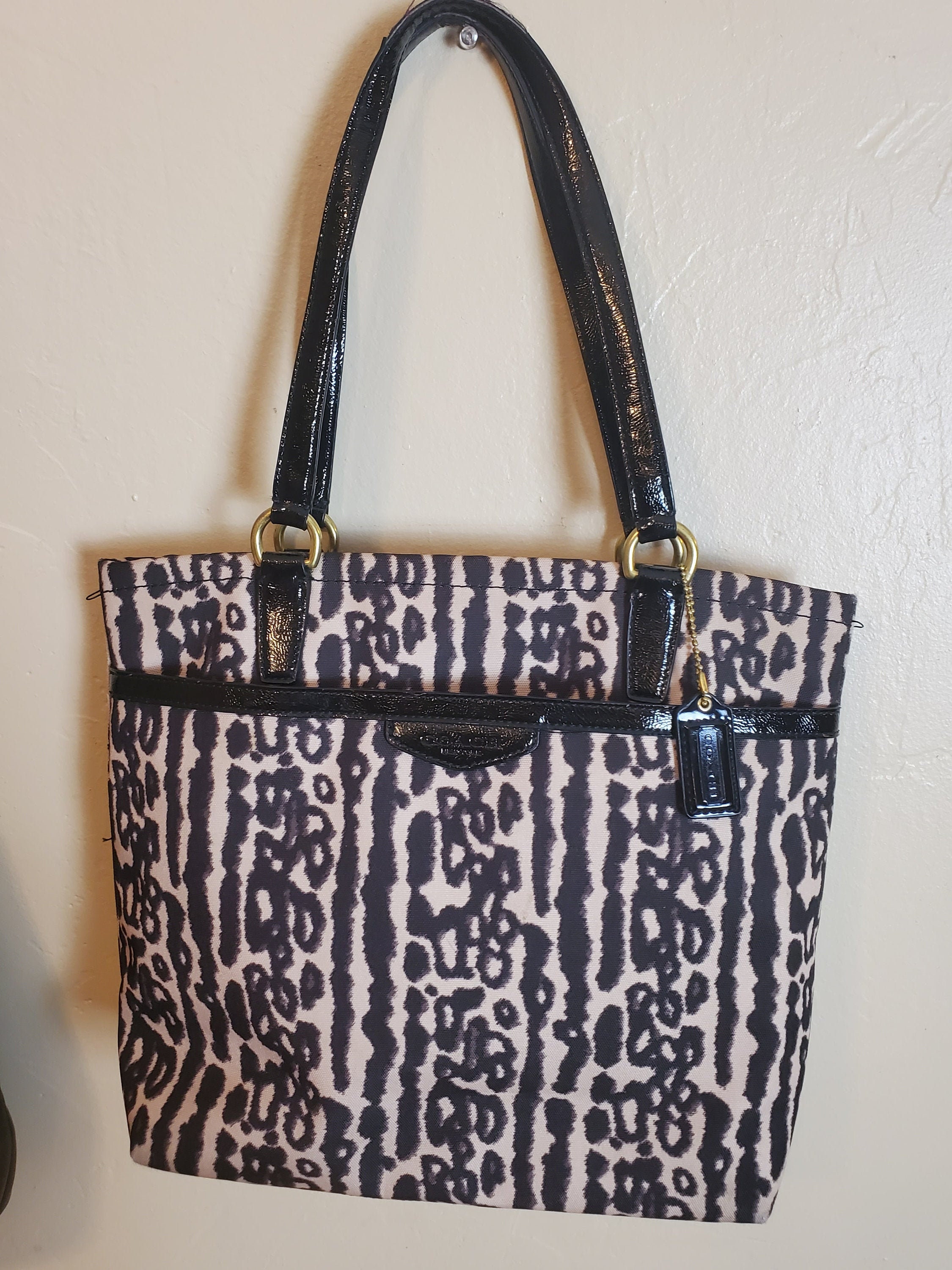 coach black cheetah print purse