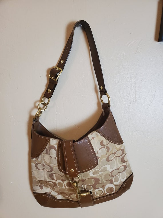 Coach Signature Brown Crossbody Bag Long Strap Purse Authentic