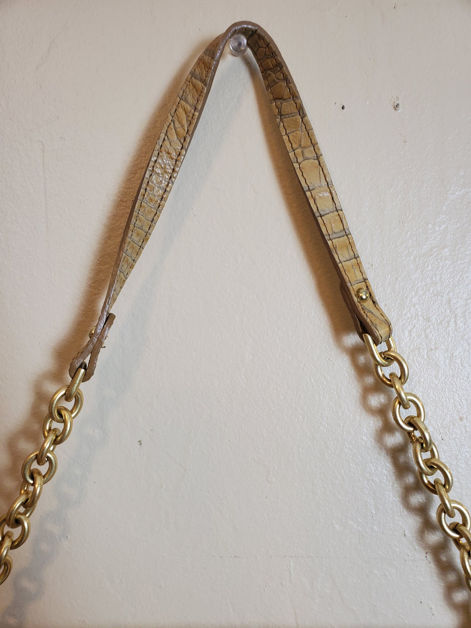 Brahmin Golden Brown Croc Chain Straps Purse Etsy