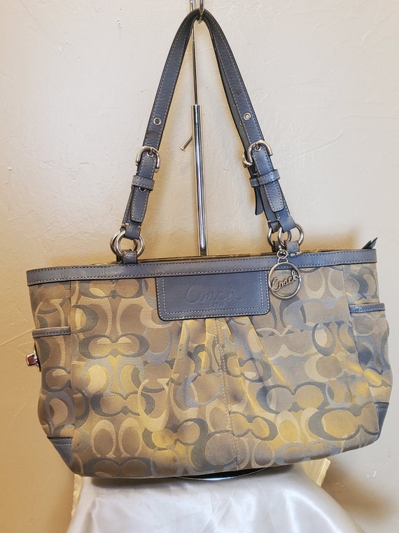 Coach Mongram Brown and Blue Shoulder Purse - image 3