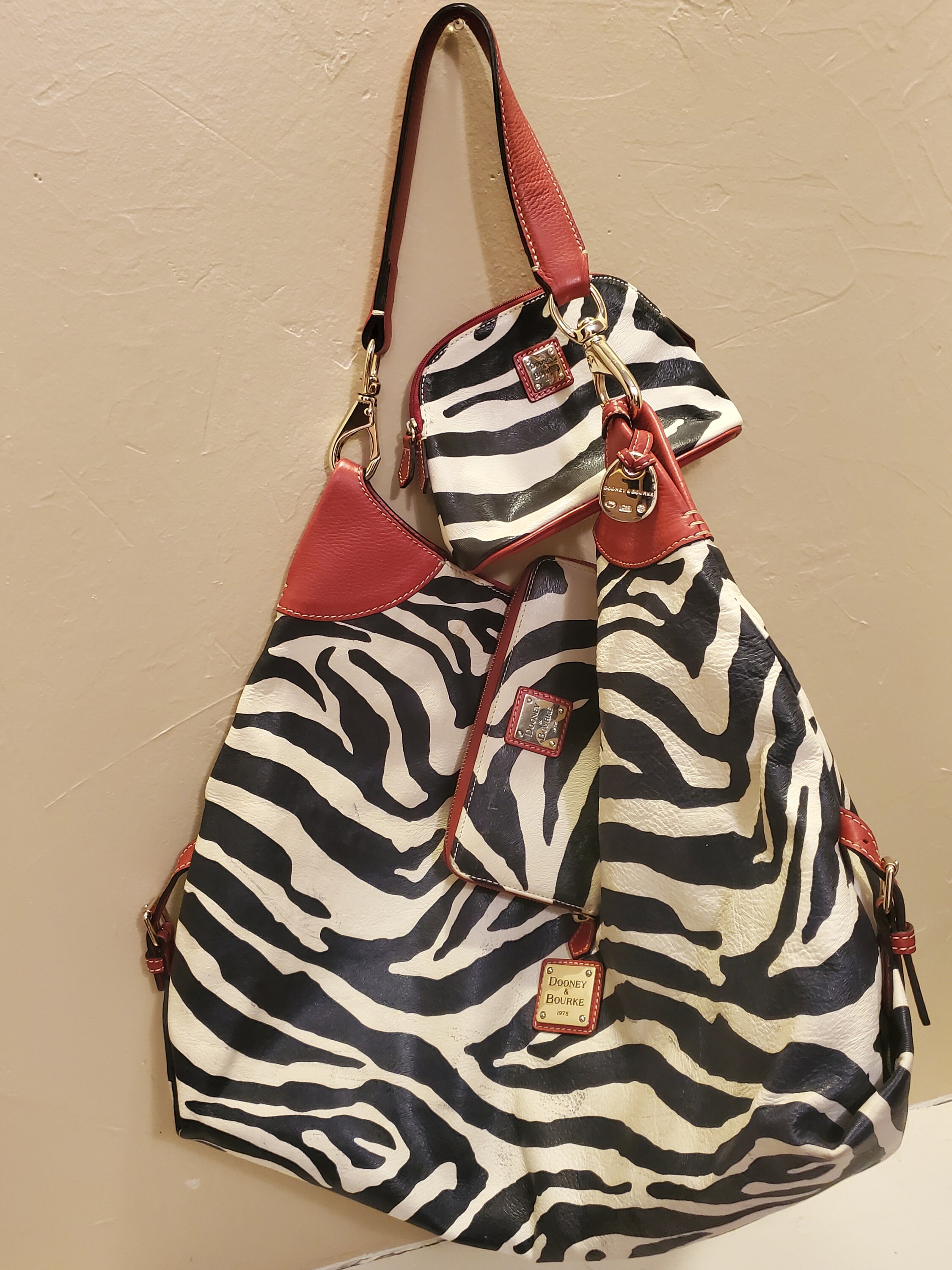 Vintage Dooney and Bourke Zebra print Hobo purse set Etsy