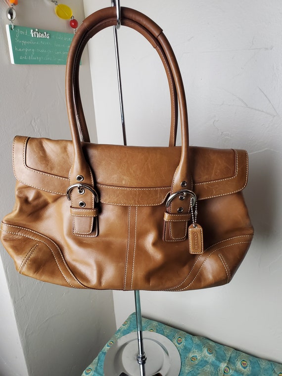 Rare Coach Brown Leather Double Strap Wrist Bag - image 7