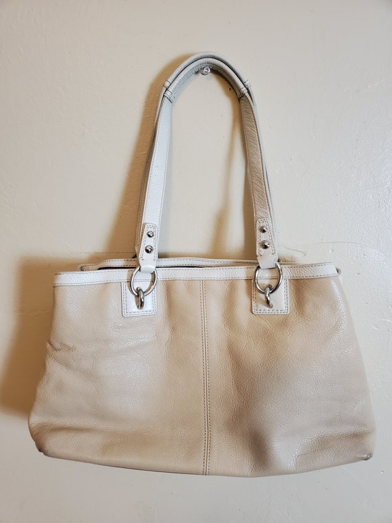 Vintage Coach Beige and White LeatherPurse - image 2