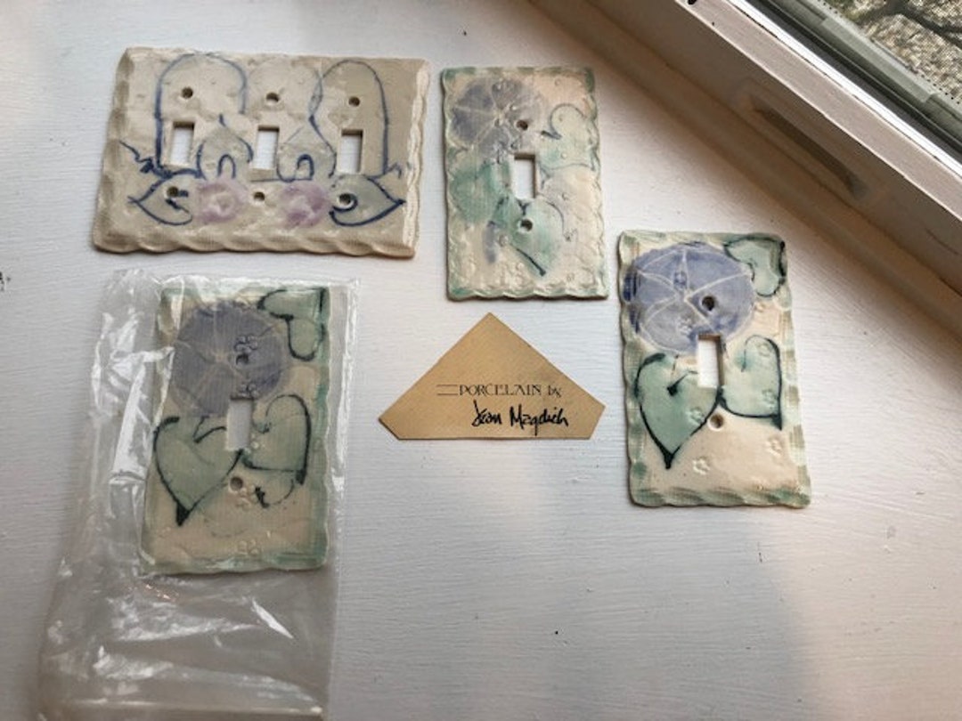 4 Vintage Porcelain Switch Plates by Ohio Artist Jean Etsy