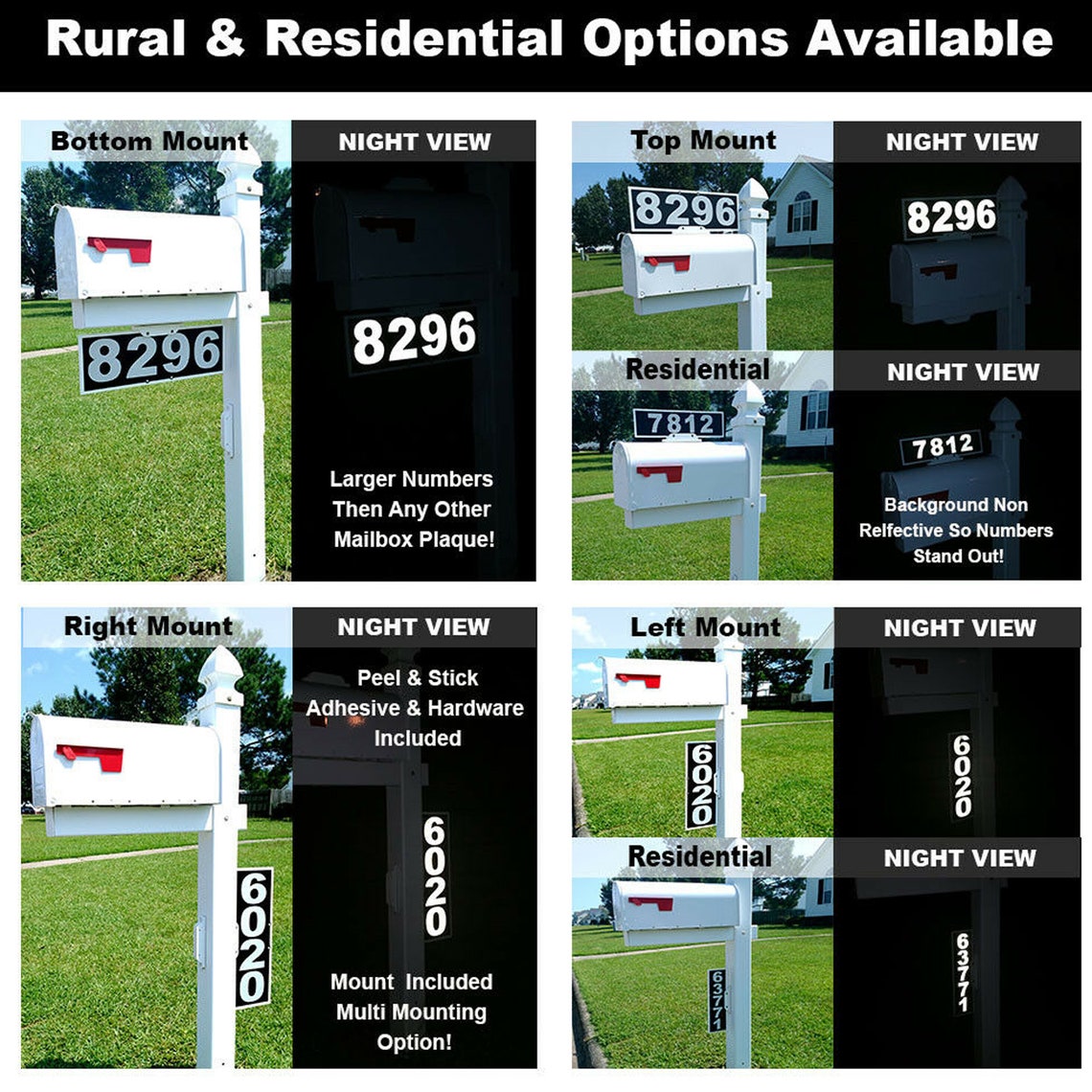 Vertical or Horizontal Mailbox Address Plaque Reflective 911 Etsy