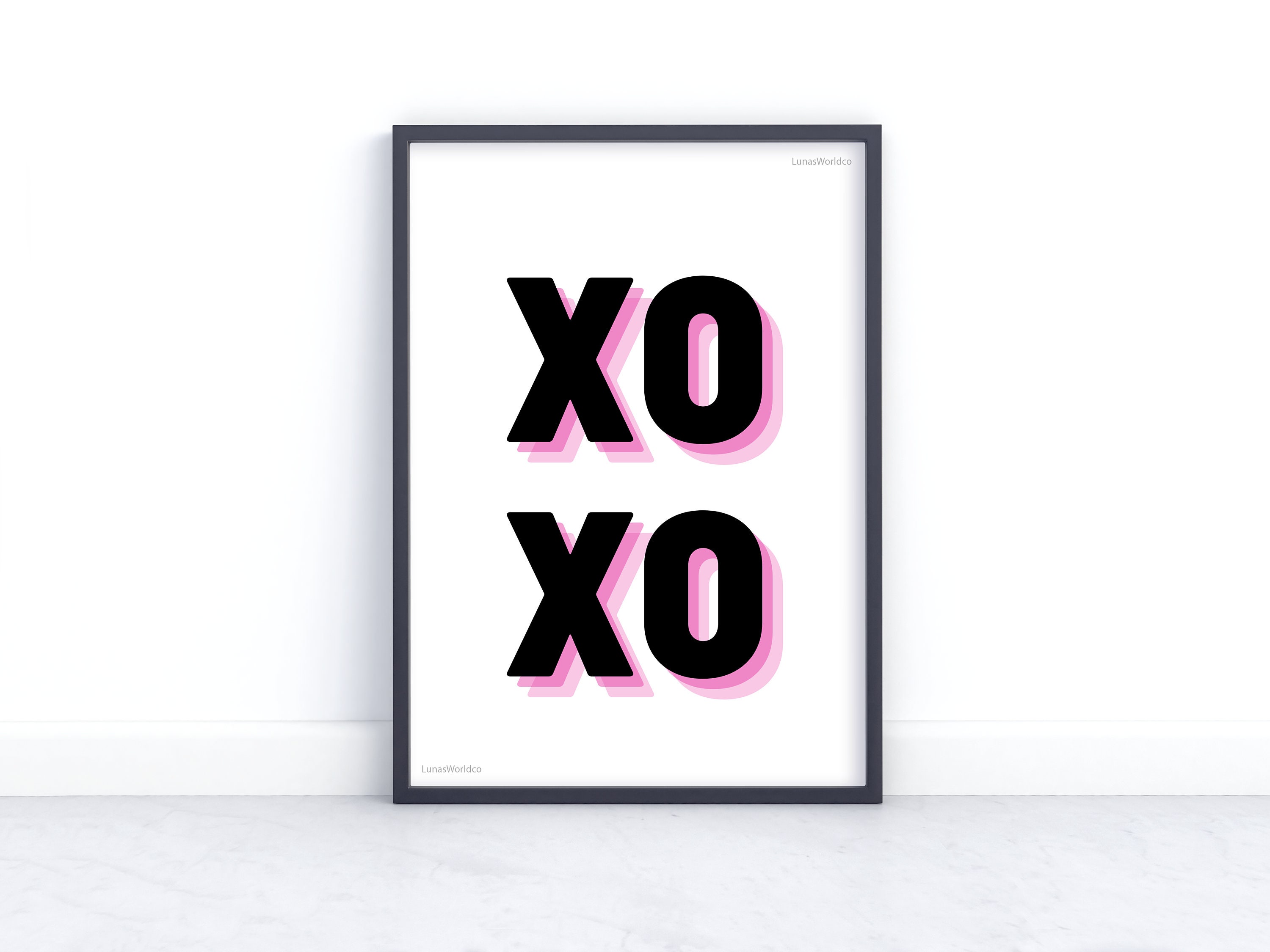 XOXO Pink/Black/White Boho wall print printable home Etsy