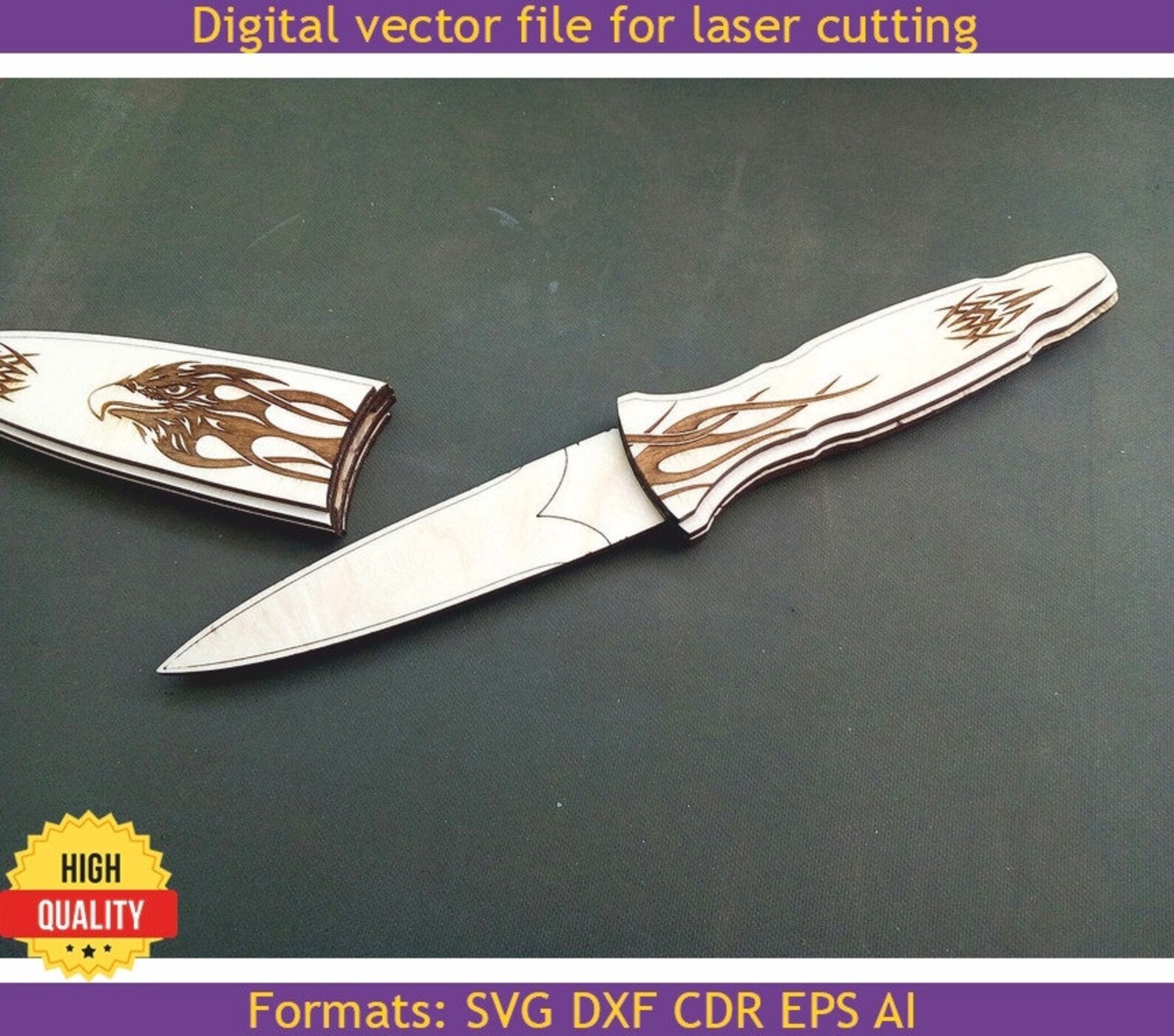 Knife. Laser Cut Files SVG DXF CDR Vector Plans, Files Instant Download
