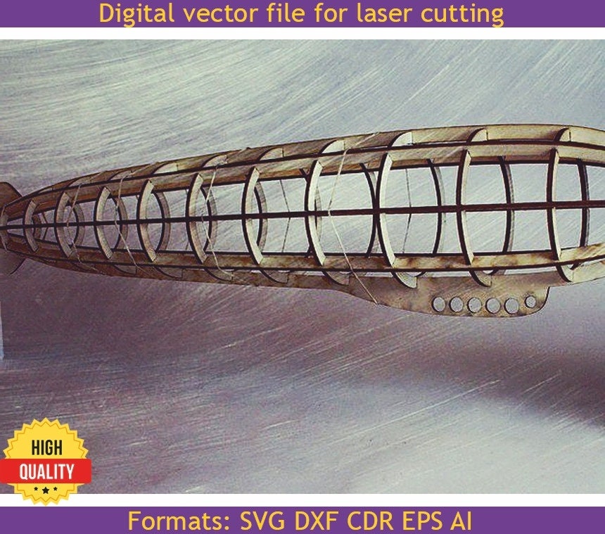 Download Airship 3d Model Laser Cut Files Svg Dxf Cdr Vector Plans Etsy