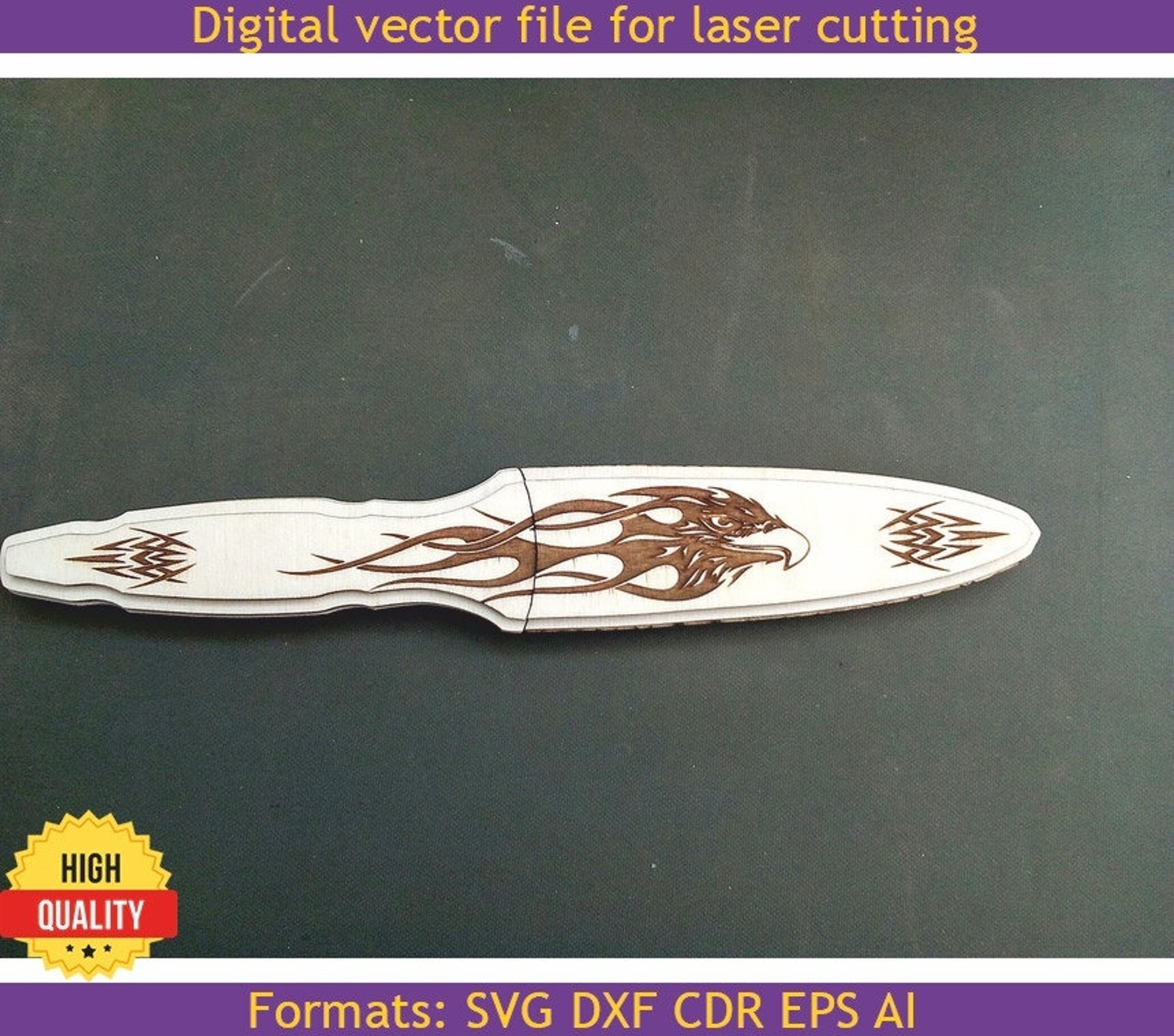 Knife. Laser Cut Files SVG DXF CDR Vector Plans, Files Instant Download