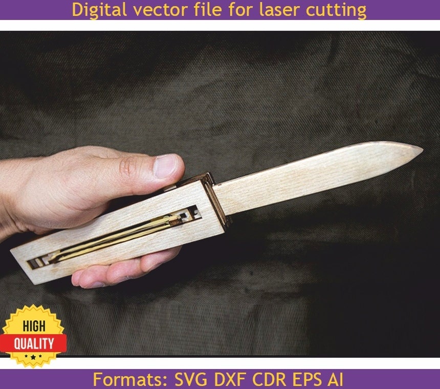 Flick Knife. Laser Cut Files SVG DXF CDR Vector (Instant Download) Etsy