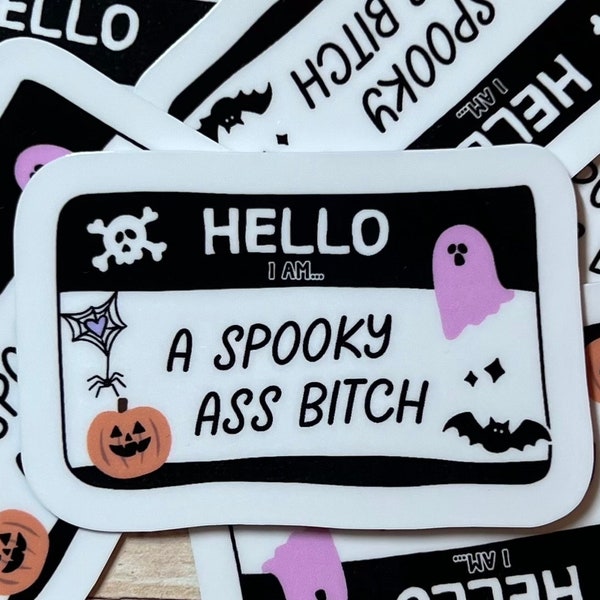 Hello I am A Spooky Sticker, Water Bottle Sticker, Kindle Sticker, Laptop Sticker, Car Sticker, Spooky Sticker, Funny Halloween Sticker