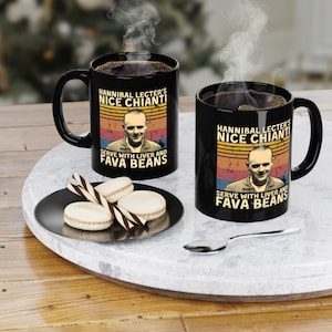 Hannibal Lecter Nice Chianti Serveer met lever en FAVA bonen Vintage koffiemok, kopje thee mok, cadeau mok