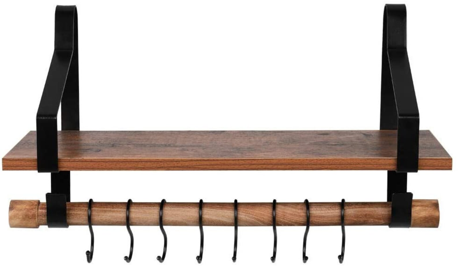 Wall Mounted Shelf Hanging Rod 8 HooksAntique Wood Color with Etsy