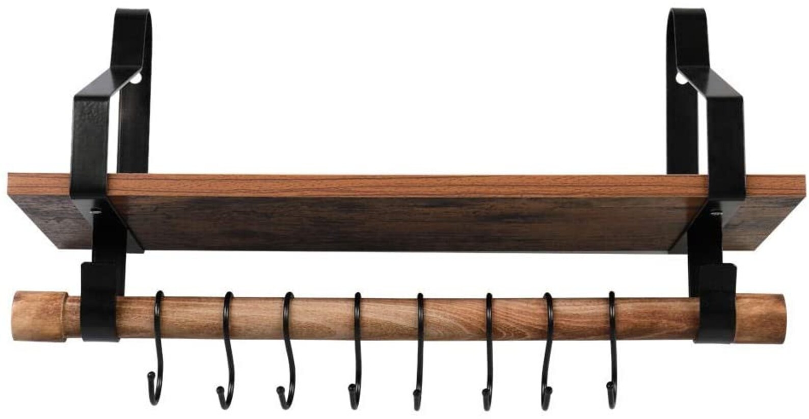 Wall Mounted Shelf Hanging Rod 8 HooksAntique Wood Color with Etsy
