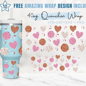 40oz Concha Cafecito Y Chisme Quencher Tumbler, Pan Dulce, Concha, 40oz Svg, 2 Designs Stanley Tumbler Wrap,Eps Svg Dxf Png Files,Cricut
