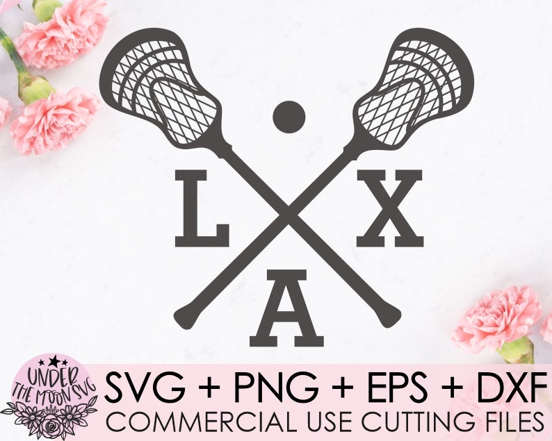 Pu&ograve; includere: Design di bastone da lacrosse in bianco e nero con le lettere "LXXA" al centro. Il design &egrave; per un download digitale di file SVG, PNG, EPS e DXF per file di taglio di uso commerciale.