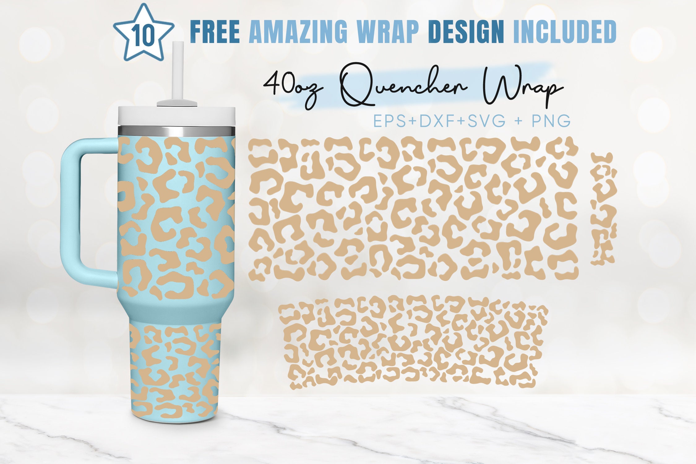 DIGITAL ONLY Stanley 40oz Quencher Wrap, Cheetah Print Leopard Print for  Cricut 