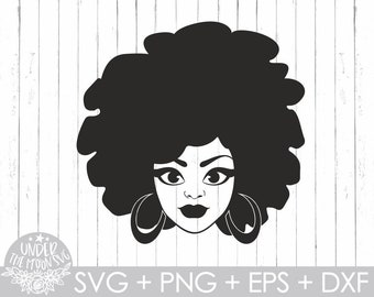 Black Woman Svg, Afro Woman Svg,Afro Girl Silhouette Svg, Black Girl Svg, Clipart, Natural Hair Svg, Afro Hair Svg, Cut files,