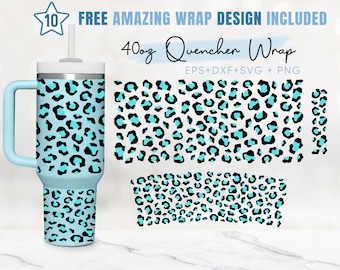 40oz Leopard Quencher Tumbler, Animal Print, 40oz Svg, 2 Designs Stanley Tumbler Wrap, Eps Svg Dxf Png Files, Cricut Silhouette Template