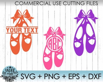 Ballerina SVG / Ballet Shoes SVG / Ballet Shoes Monogram SVG / Dance svg / Svg, Png, Dxf, Eps files / Silhouette Cut Files, Cricut