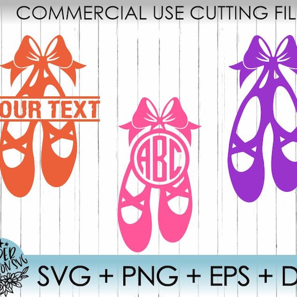 Ballerina SVG / Ballet Shoes SVG / Ballet Shoes Monogram SVG / Dance svg / Svg, Png, Dxf, Eps files / Silhouette Cut Files, Cricut