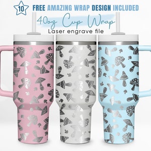 40oz Engraved Tumbler Wrap Mushroom, Magic, Trippy Mushroom, Night, 40oz Quencher Wrap, Laser Engraving, Stanley Tumbler Wrap, Laser Design