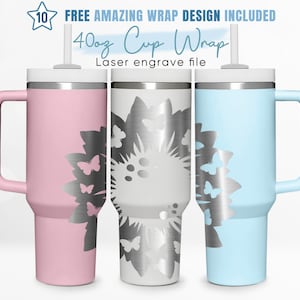 40oz Engraved Tumbler Wrap Sunflower, Floral Svg, Leaf Svg, Summer, 40oz Quencher Wrap, Laser Engraving, Stanley Tumbler Wrap, Laser Design