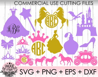 Princess Carriage Monogram Frames SVG Files / 11 Kingdom Cut Files for Cutting Machines / Instant download design for cricut or silhouette